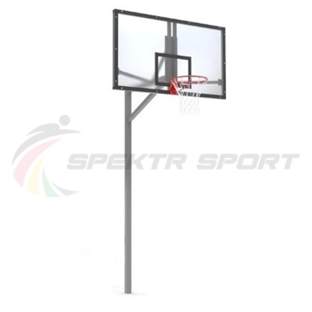 Купить Стойка баскетбольная уличная упрощенная со щитом из оргстекла, кольцом и сеткой SP D 412 в Чусовое 